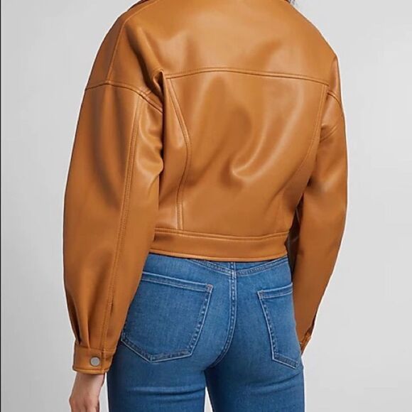 Express Cropped Faux Leather Moto Jacket - Picture 7 of 7